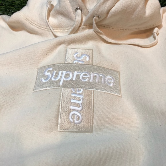Supreme Cross Box Logo Hoodie Natural Small
